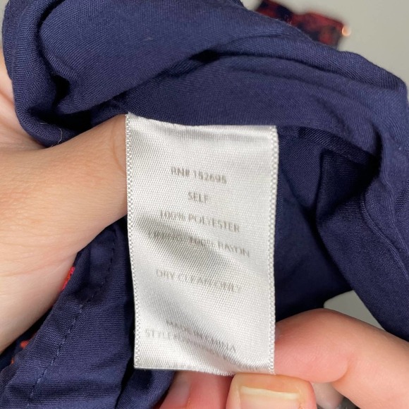 Slate & Willow Navy Smocked Waist Red Orange Printed Florals Dress Size XS - Picture 15 of 15